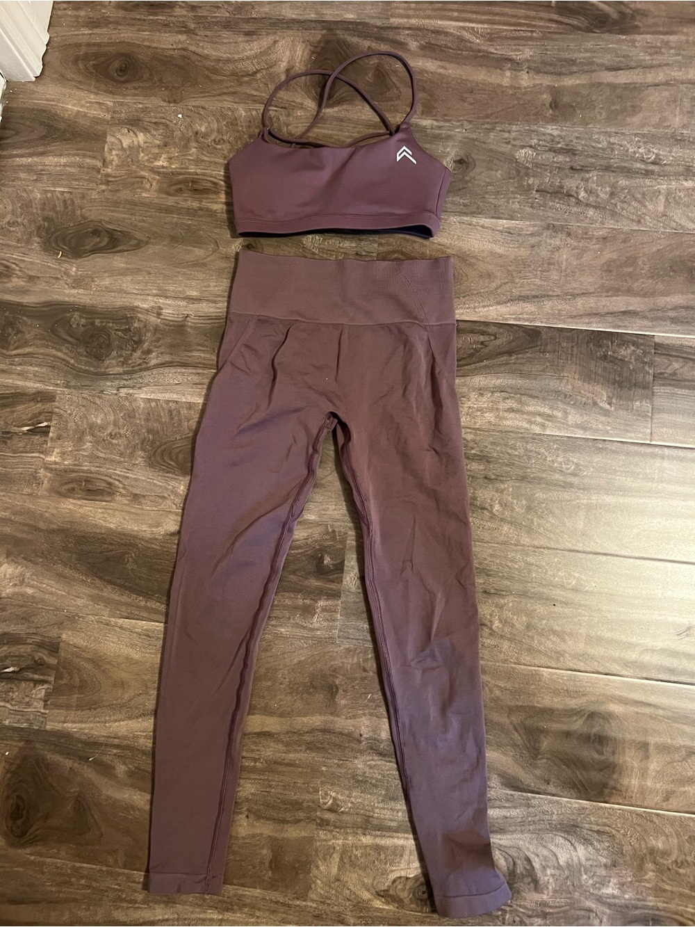Oner Active Mauve Crossback Crop Top & High Waist Leggings Set